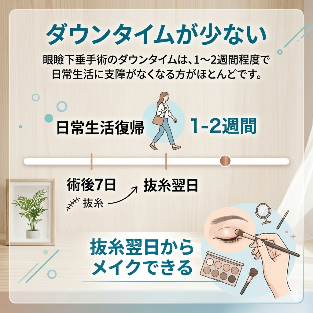 ダウンタイムが少ない眉下切開