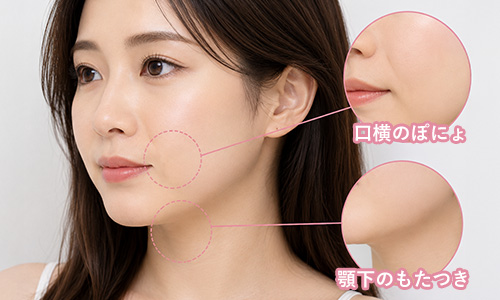 顎下のもたつきや口横のぽにょなど、気になる部分の部分的な引き締めに適した施術